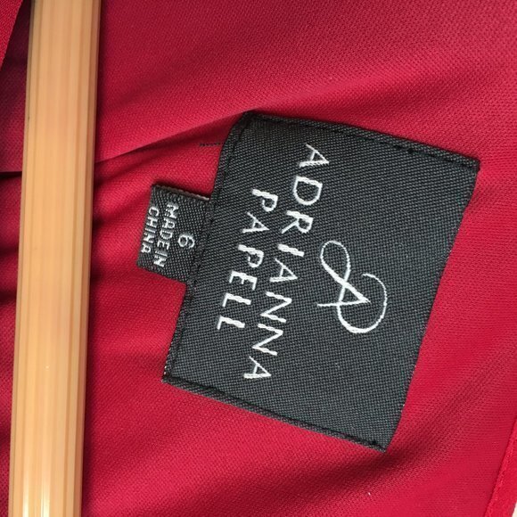 Adrianna Papell Red Lace Short Sleeve Stretchy Dress Womens Size 6 Lined - Picture 4 of 6